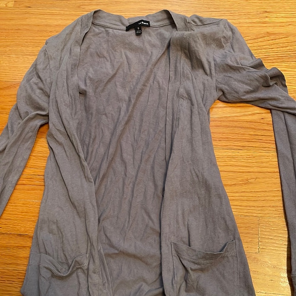 Women Forever21 Powdery Blue Long Sleeve Open Front Cardigan with Pockets